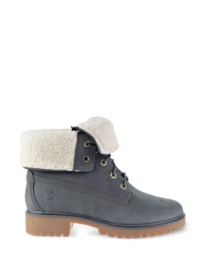 Timberland Jayne Fleece Fold-down Boots In Gray