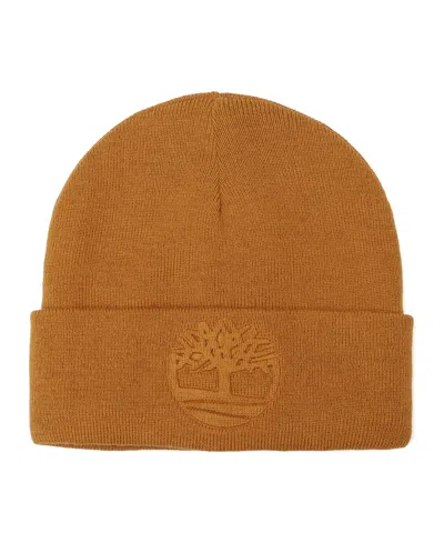 Timberland Knit Embossed Beanie In Brown