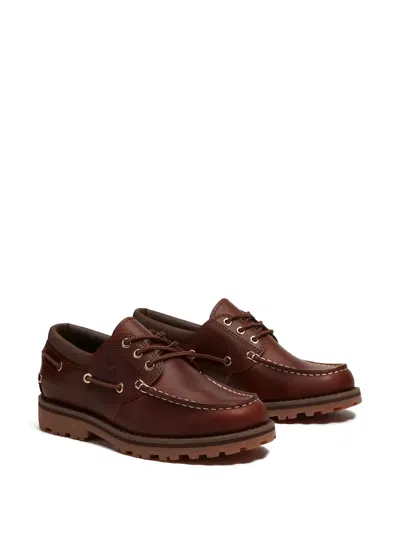 Timberland Kids' Laced Boat Shoes In Brown