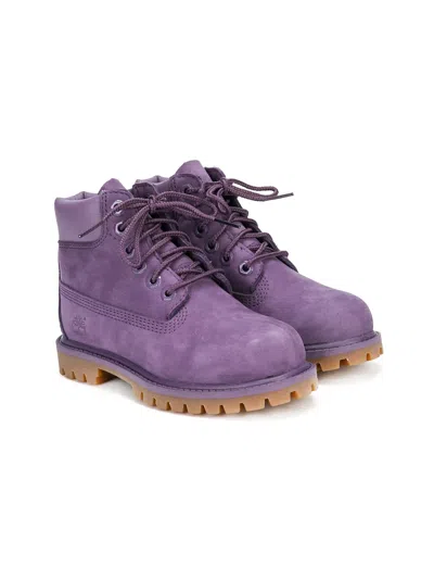 Timberland Kids' Lace-up Ankle Boots In Purple