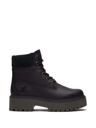 Timberland Lace-up Flat Combat Boots In Black