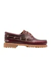 Timberland Brown Loafers With Embossed Logo On The Side And Low Block Heel In Leather Man In Orange