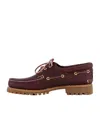 Timberland Brown Loafers With Embossed Logo On The Side And Low Block Heel In Leather Man In Orange