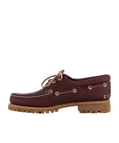 Timberland Authentic Brown Loafers With Embossed Logo On The Side In Leather Man