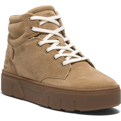 Timberland Laurel High Top Platform Sneaker In Medium Beige Suede