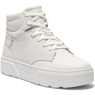Timberland Laurel High Top Platform Sneaker In White Full Grain