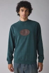 Timberland Leather Badge Logo Crew Neck Sweatshirt In Green Gables, Men's At Urban Outfitters In Green