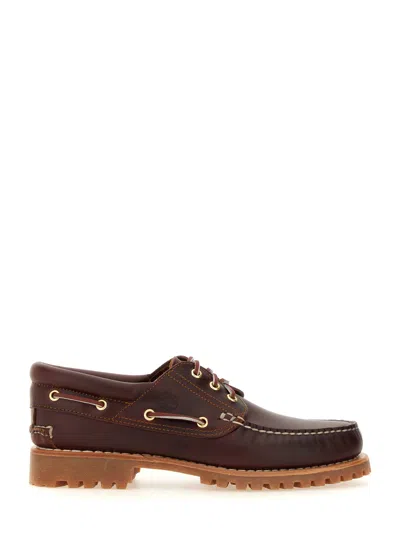 Timberland Leather Boat Moccasin In Bordeaux