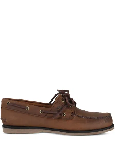 Timberland Leather Boat Shoes In Brown