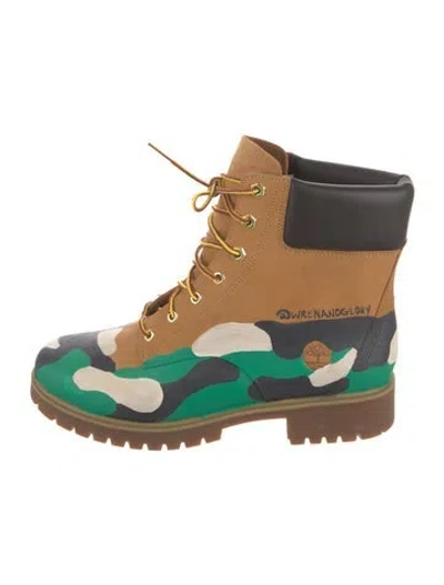 Pre-owned Timberland Leather Colorblock Pattern Lace-up Boots In Multi
