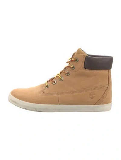 Pre-owned Timberland Leather Colorblock Pattern Lace-up Boots In Neutral