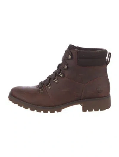 Pre-owned Timberland Leather Combat Boots In Brown