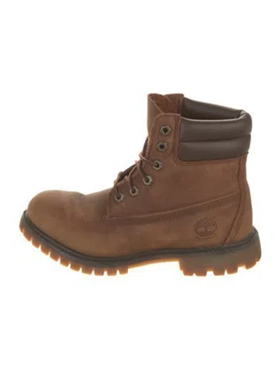 Pre-owned Timberland Leather Combat Boots In Brown