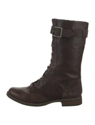 Pre-owned Timberland Leather Combat Boots In Brown