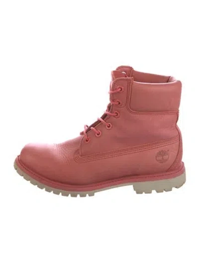 Pre-owned Timberland Leather Combat Boots In Pink