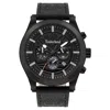 Timberland Black Leather Dress Watch In Black