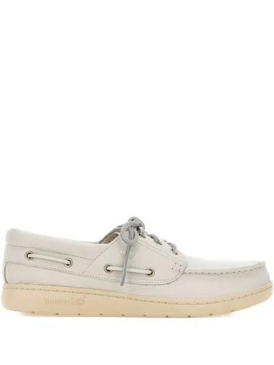 Timberland Leather Lace-up Boat Shoes In White