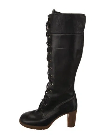 Pre-owned Timberland Leather Lace-up Boots In Black
