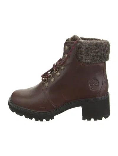 Pre-owned Timberland Leather Lace-up Boots In Burgundy