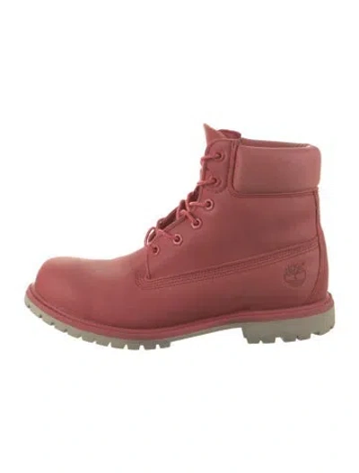 Pre-owned Timberland Leather Lace-up Boots In Pink