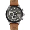 Timberland Brown Leather Watch In Brown