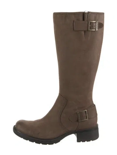 Pre-owned Timberland Leather Moto Boots In Brown