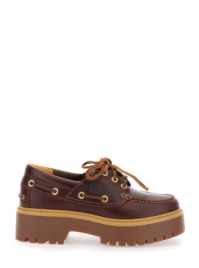 Timberland Leather Platform Lace-up Flat In Brown
