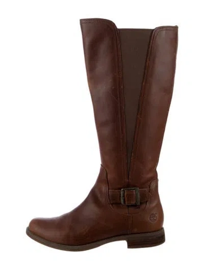 Pre-owned Timberland Leather Riding Boots In Brown