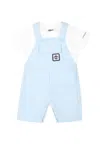 Timberland Light Blue Dungarees Suit For Baby Boy With Logo In Light Blue
