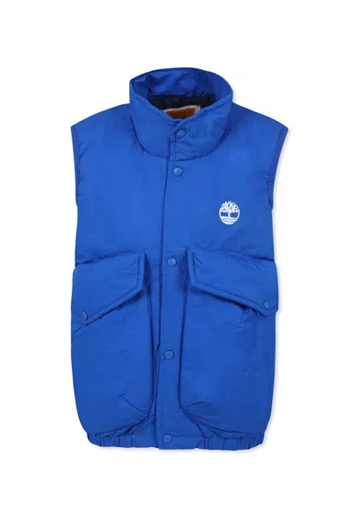 Timberland Kids' Light Blue Gilet For Boy With Tree