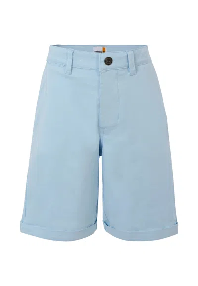 Timberland Kids' Light Blue Shorts For Boy With Logo