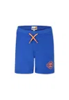 Timberland Light Blue Swim Shorts For Boy With Tree In Light Blue