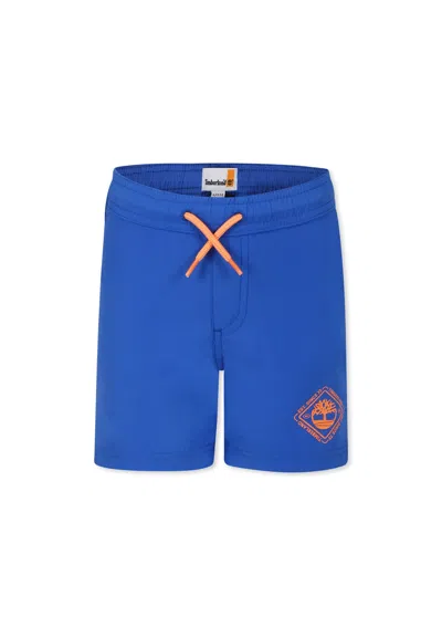 Timberland Kids' Light Blue Swim Shorts For Boy With Tree
