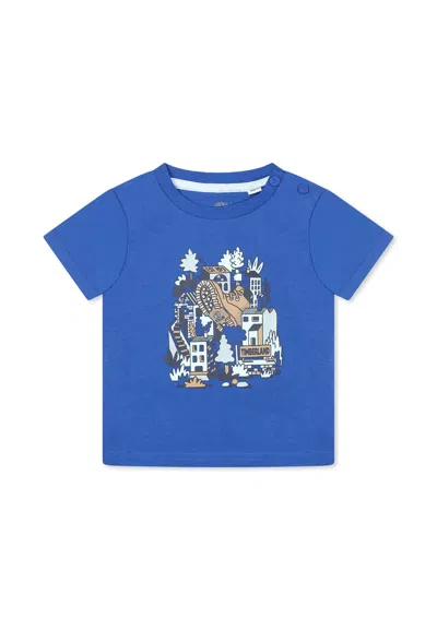 Timberland Light Blue T-shirt For Baby Boy With Logo And Shoe Print