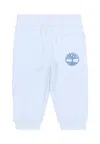 Timberland Light Blue Trousers For Baby Boy With Logo In Blue