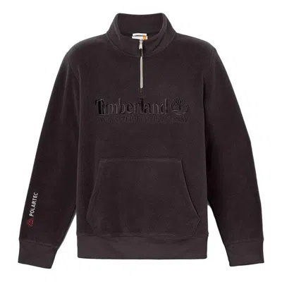 Timberland Linear Logo 1/4 Zip Sweatshirt 'black' In Brown