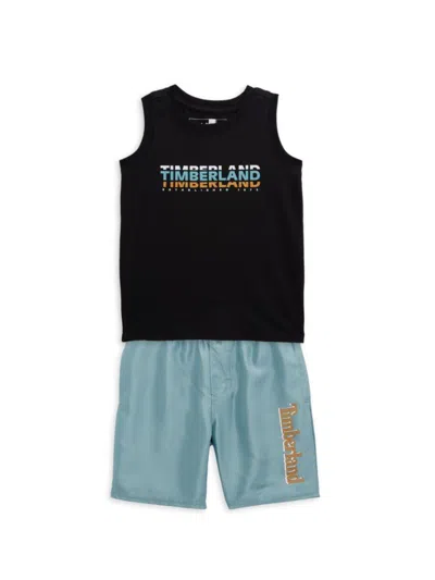 Timberland Kids' Little Boy's 2-piece Logo Tank & Swim Shorts Set In Assorted