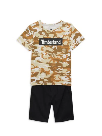 Timberland Kids' Little Boy's & Boy's 2-piece Logo Tee & Shorts Set In Multi