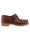 Timberland Brown Loafers With Embossed Logo On The Side And Low Block Heel In Leather Man In Orange
