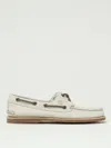Timberland Boat Moccasin With Eyelet Stitch Detailing In White