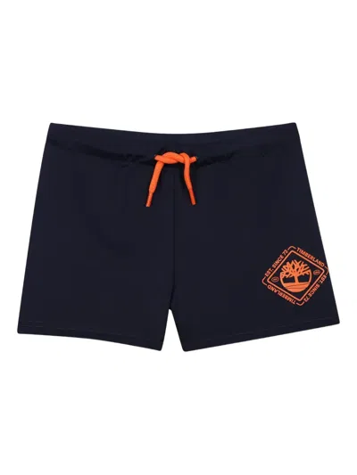 Timberland Kids' Logo-detail Drawstring Swim Trunks In Black