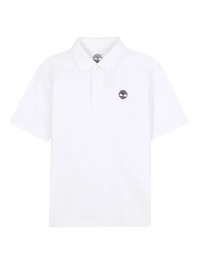 Timberland Kids' Logo-detail Polo Shirt In White
