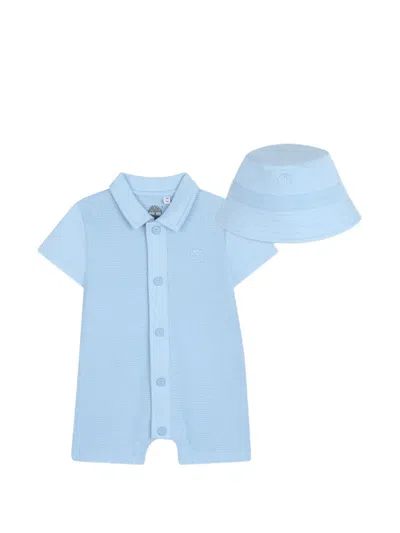 Timberland Babies' Logo-detail Rompers Set In Blue