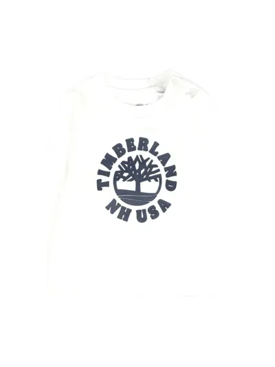 Timberland Babies' Logo-embellished Long-sleeve T-shirt In White