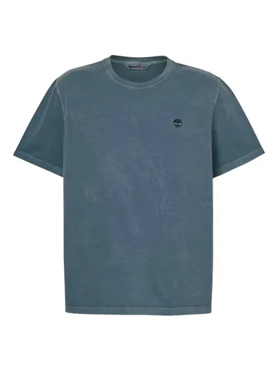 Timberland Logo-embroidered Crew-neck T-shirt In Blue