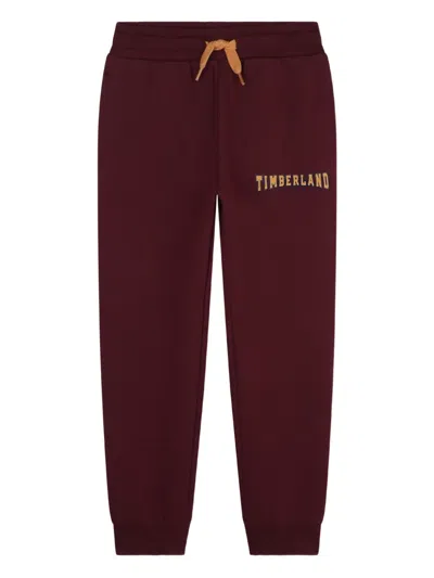 Timberland Logo-embroidered Track Pants In Burgundy