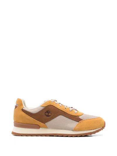 Timberland Logo Leather Sneakers In Multi