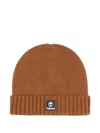 Timberland Logo-patch Beanie Hat In Brown