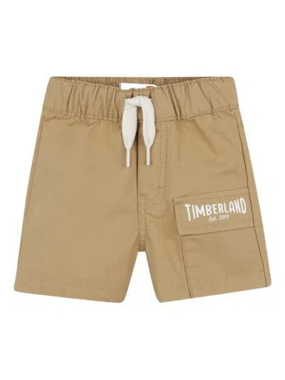 Timberland Babies' Logo-patch Drawstring Shorts In Brown