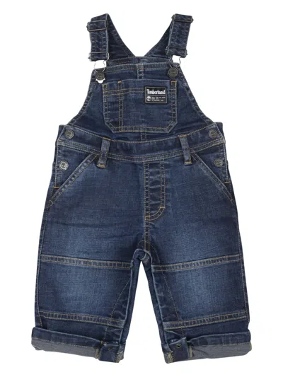 Timberland Babies' Logo-patch Dungarees In Blue